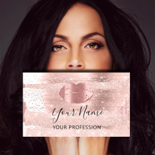 Carte De Visite Artiste de maquillage professionnel Rose Lèvres d