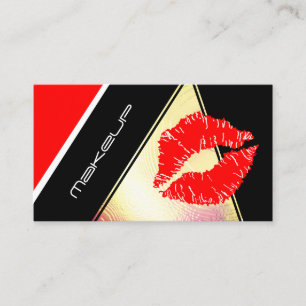 Carte De Visite Artiste de maquillage Red Lips Gold Faux Luxe mode