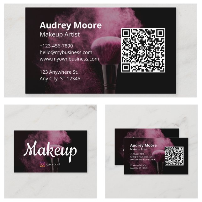 Carte De Visite Artiste de maquillage rose (Pink Makeup Artist Business Card
)