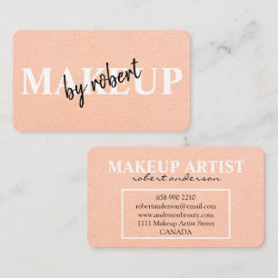 Carte De Visite Artiste de maquillage rose gommé script de signatu