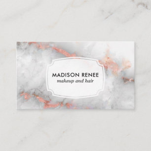 Carte De Visite Artiste de Maquillage Tendance Rose Gold Gris Marb