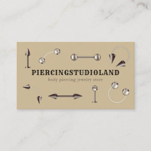 Carte De Visite Artiste de piercing corporel en métal beige