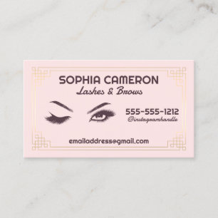 Carte De Visite Artiste de Sourcils avec Extension de Cils Rose et