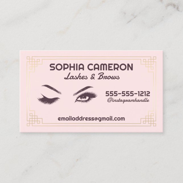 Carte De Visite Artiste de Sourcils avec Extensions de Cils Rose e (Devant)