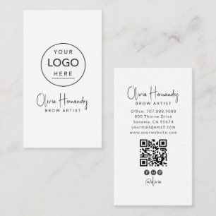 Carte De Visite Artiste de sourcils Logo Rond QR Code Réseaux Soci