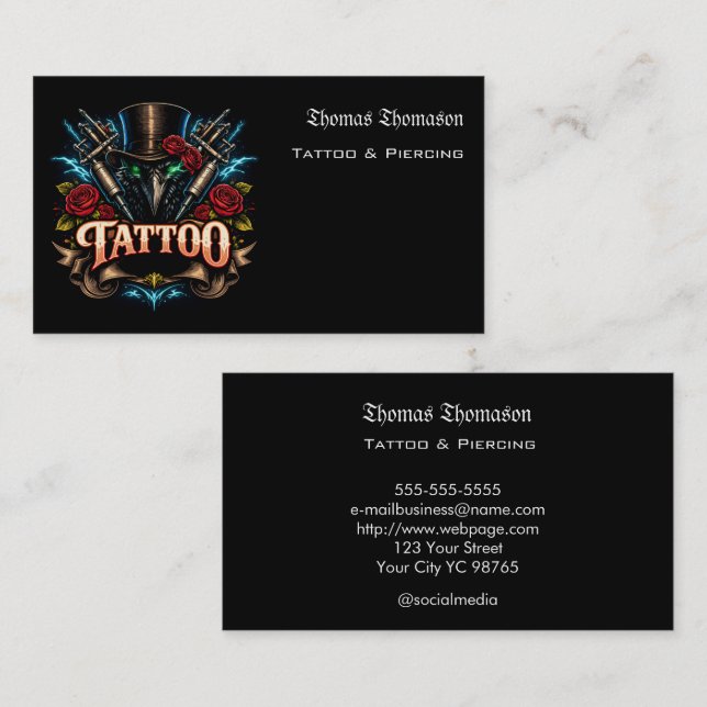 Carte De Visite Artiste de tatouage  (Devant / Derrière)