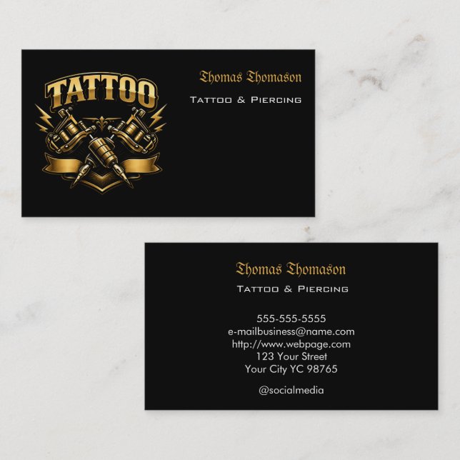Carte De Visite Artiste de tatouage  (Devant / Derrière)