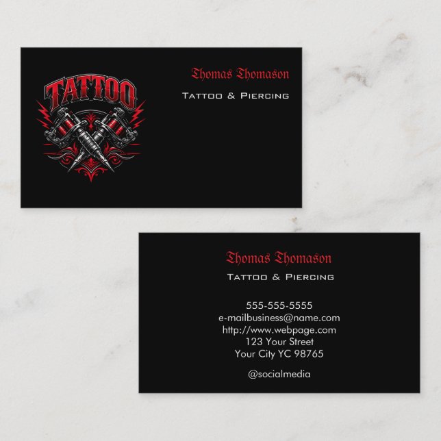 Carte De Visite Artiste de tatouage  (Devant / Derrière)
