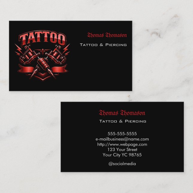 Carte De Visite Artiste de tatouage  (Devant / Derrière)