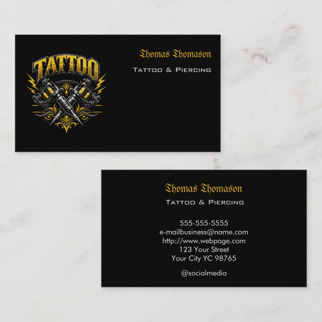 Carte De Visite Artiste de tatouage  (Devant / Derrière)