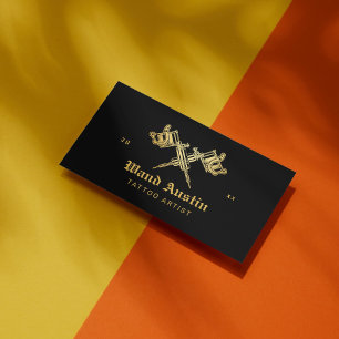 Carte De Visite Artiste De Tatouage De Machine De Tatouage Noir Et