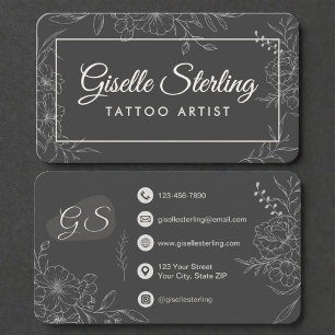 Carte De Visite Artiste de tatouage floral