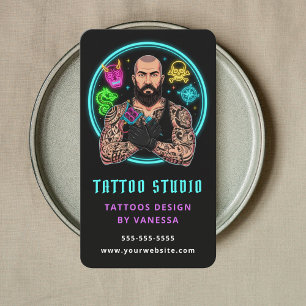 Carte De Visite Artiste de tatouage moderne Boutique de tatouage p