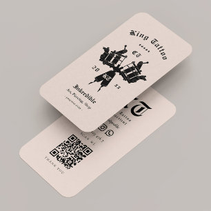 Carte De Visite Artiste de tatouage moderne Monogramme de sable
