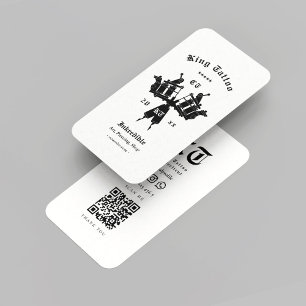 Carte De Visite Artiste de tatouage moderne Monogramme noir blanc