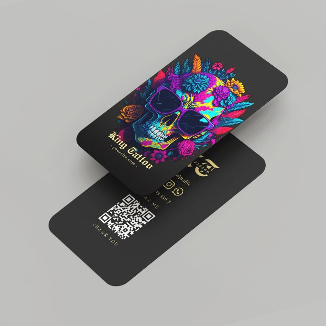 Carte De Visite Artiste de tatouage moderne Monogramme Or noir (Modern Tattoo Artist Monogram Black Gold Business Card
)