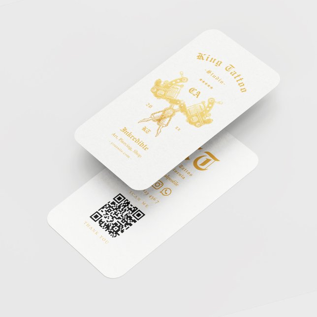 Carte De Visite Artiste de tatouage moderne Studio de tatouage Or  (Créateur téléchargé)