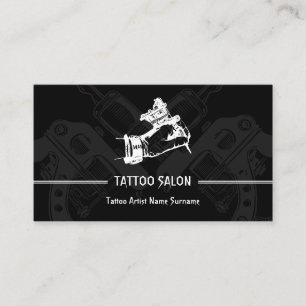 Carte De Visite Artiste de tatouage noir moderne minimaliste stylo
