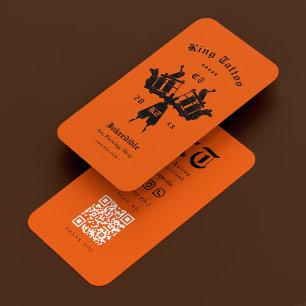 Carte De Visite Artiste de tatouage Orange Tattooiste Minimal 