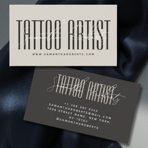 Carte De Visite Artiste de tatouage script de typographie moderne