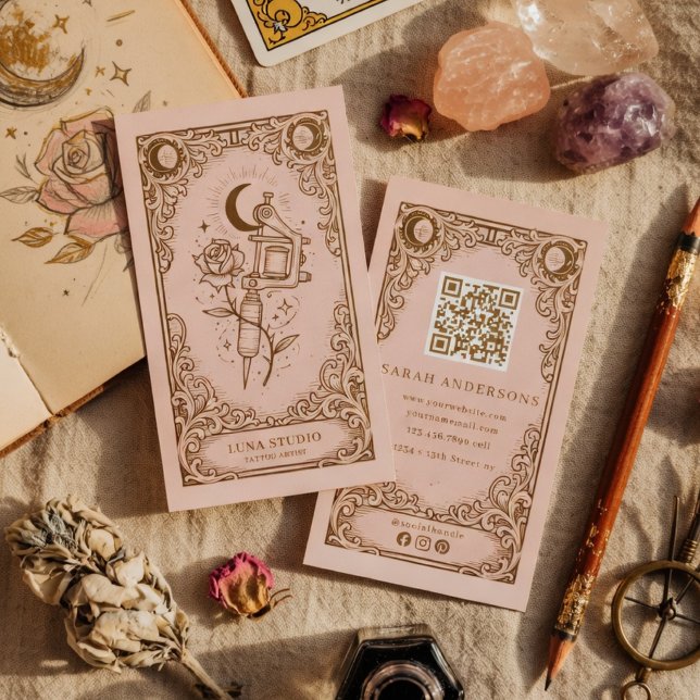 Carte De Visite Artiste de tatouage Studio de tatouage Celestial (Créateur téléchargé)