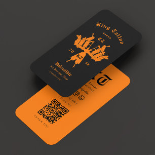 Carte De Visite Artiste de tatouage Tatoueur Black Orange