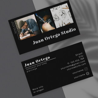 Carte De Visite Artiste de tatouage tatoueur piercings photo