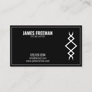 Carte De Visite Artiste de tatouage tribal gothique noir et blanc