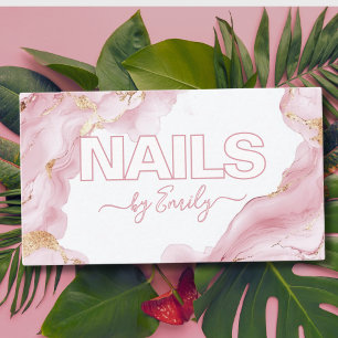 Carte De Visite Artiste des ongles en marbre rose et or