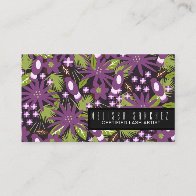 Carte De Visite Artiste d'extensions de cils Maquilleuse Tropical  (Devant)