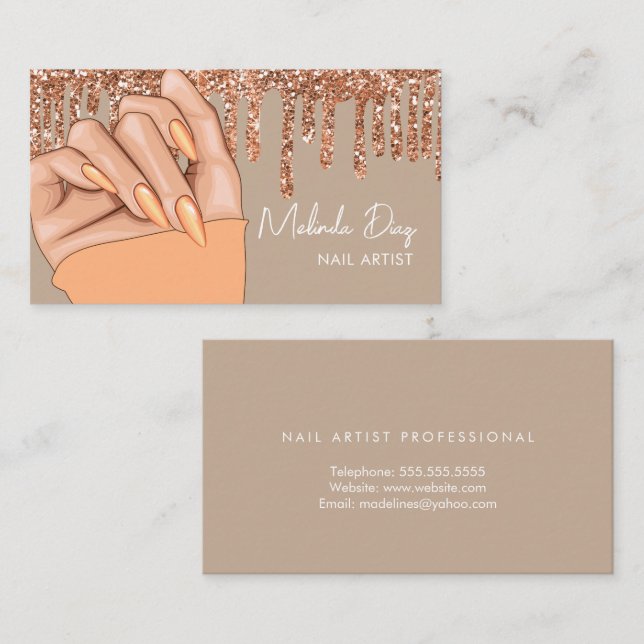 Carte De Visite Artiste du clou Salon Faux Parties scintillant Pea (Devant / Derrière)