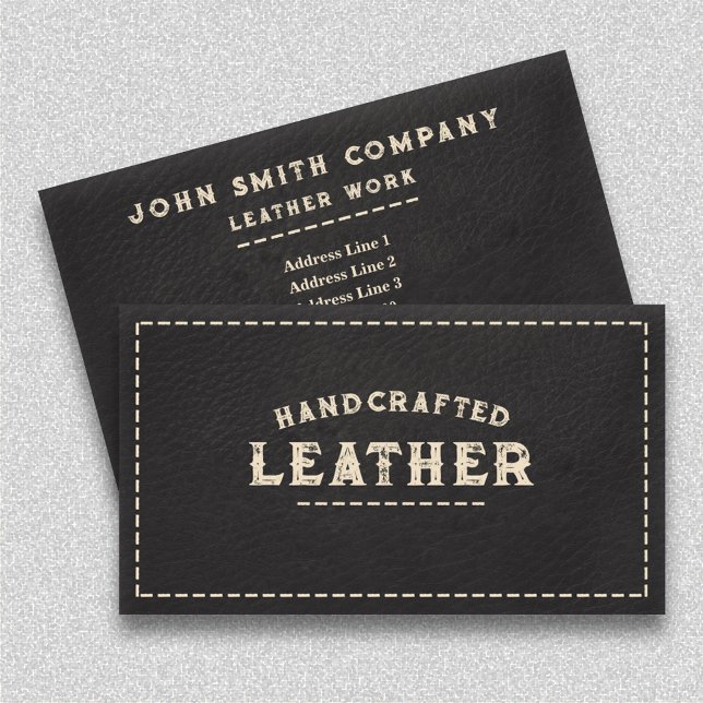 Carte De Visite Artiste en cuir Noir (Leatherworker Craftsman Black Business Card)