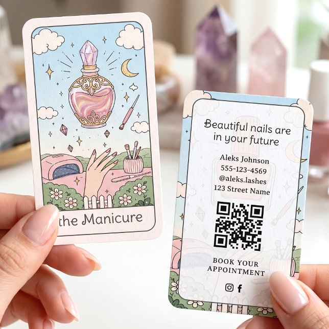 Carte De Visite Artiste en Manucure Tarot Céleste Rose (Créateur téléchargé)