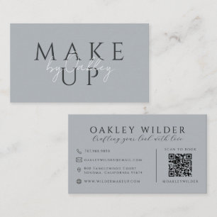 Carte De Visite Artiste en Maquillage Code QR Gris