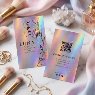Carte De Visite Artiste en Maquillage Holographique Luxe QR Irides