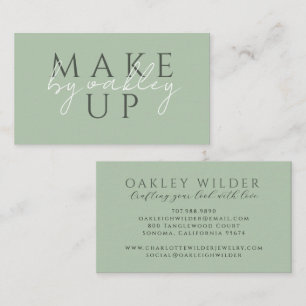 Carte De Visite Artiste en Maquillage Minimaliste Vert Sauge