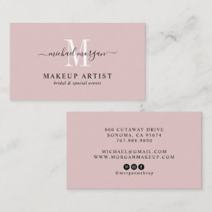 Carte De Visite Artiste en Maquillage Rose Pâle Minimal