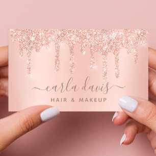 Carte De Visite Artiste en Maquillage Salon de Cils Brillants Rose