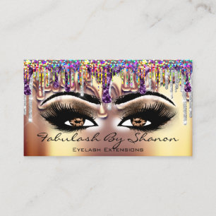 Carte De Visite Artiste maquillage Brown Eyelash Gold Drivers Holo