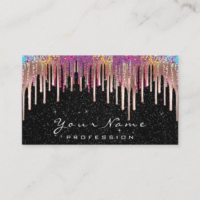 Carte De Visite Artiste maquillage clous Holographe Rose noir (Devant)