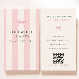 Carte De Visite Artiste Maquillage Code QR Arc-en-ciel Rose et Ver