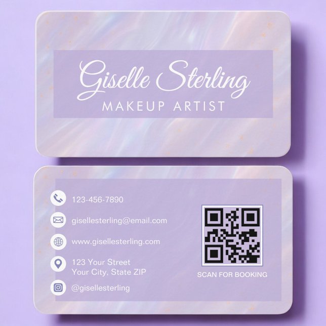 Carte De Visite Artiste Maquillage Code QR Iridescent Professionne (Créateur téléchargé)