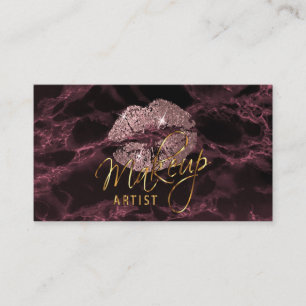 Carte De Visite Artiste maquillage Dusty Rose et marbre noir