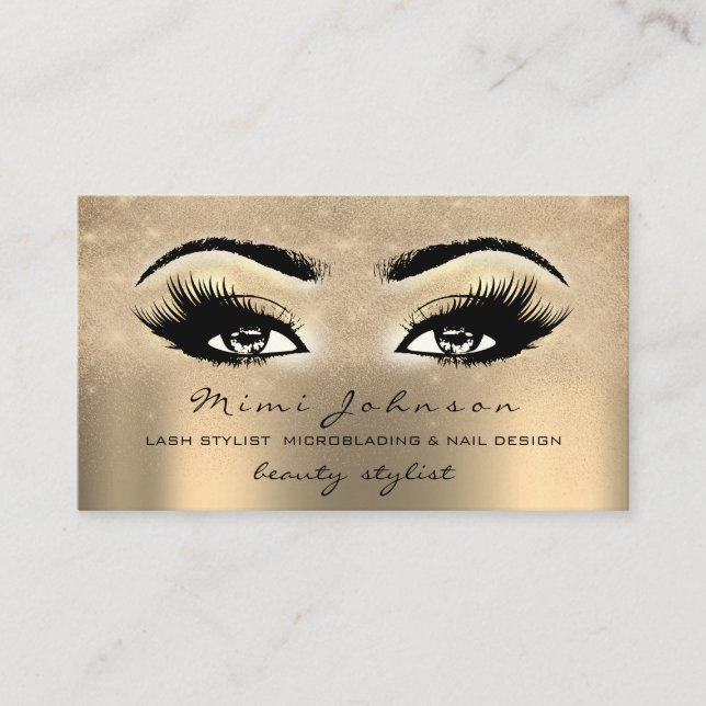 Carte De Visite Artiste maquillage Eyebrow Lash Gold Spark Esthéti (Devant)