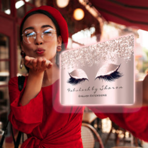 Carte De Visite Artiste maquillage Eyelash Lash Grey Rose Confetti