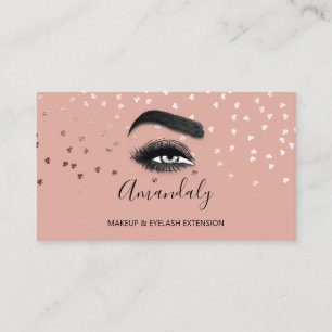 Carte De Visite Artiste maquillage Eyelash Logo QRCODE Rose Confet