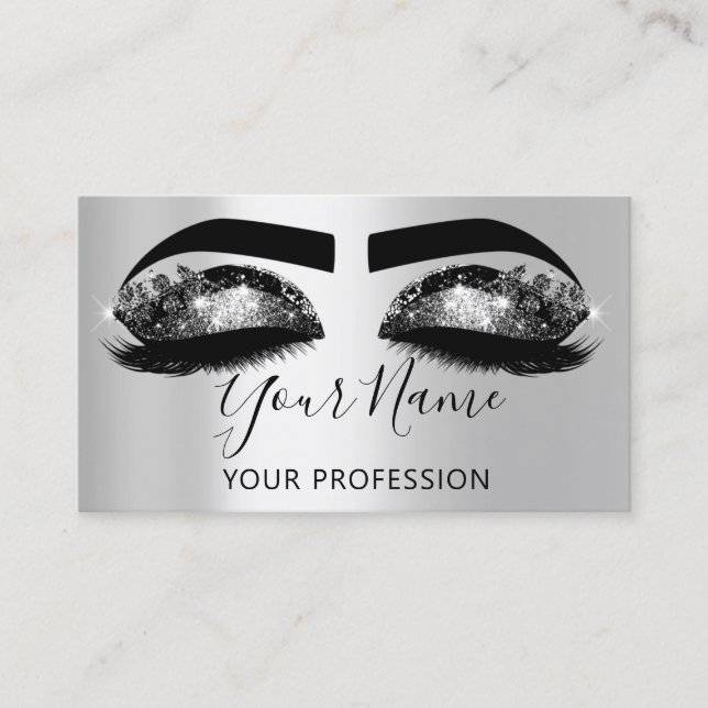 Carte De Visite Artiste maquillage Eyelash Microblading Argent Noi (Devant)