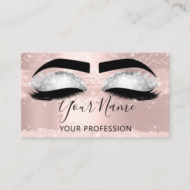 Carte De Visite Artiste maquillage Eyelash Microblading Rose d'arg (Devant)