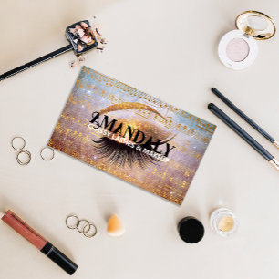 Carte De Visite Artiste maquillage Eyelash QR LOGO Gold Music Note