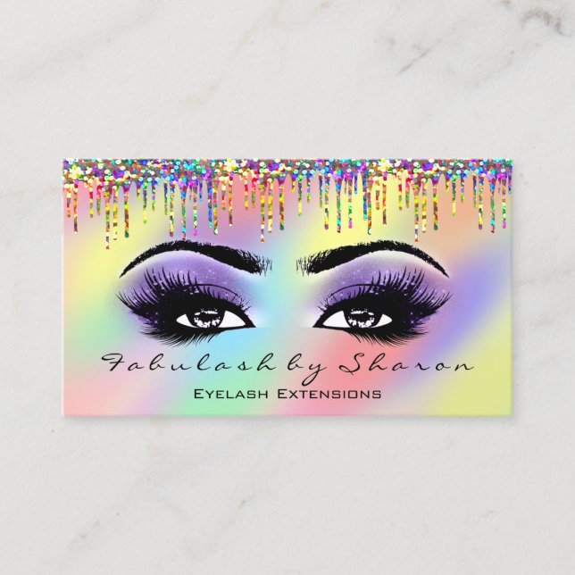 Carte De Visite Artiste maquillage Eyelash Unicorne violet Hologra (Devant)